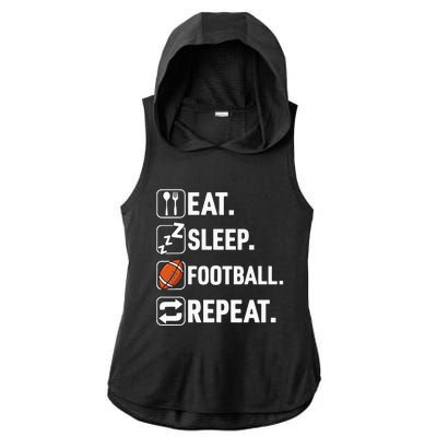 Eat Sleep Football Repeat Funny Football Player Coach Team Ladies PosiCharge Tri-Blend Wicking Draft Hoodie Tank