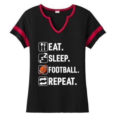 Eat Sleep Football Repeat Funny Football Player Coach Team Ladies Halftime Notch Neck Tee