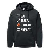 Eat Sleep Football Repeat Funny Football Player Coach Team Performance Fleece Hoodie