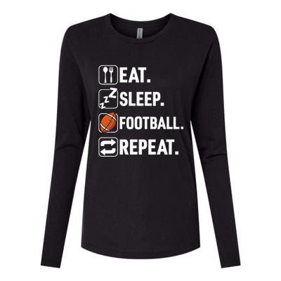 Eat Sleep Football Repeat Funny Football Player Coach Team Womens Cotton Relaxed Long Sleeve T-Shirt