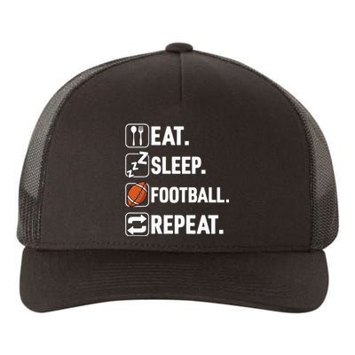 Eat Sleep Football Repeat Funny Football Player Coach Team Yupoong Adult 5-Panel Trucker Hat