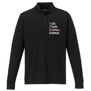 Eat Sleep Football Repeat Funny Football Player Coach Team Performance Long Sleeve Polo