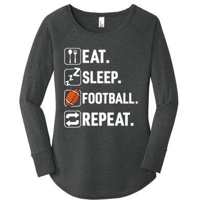 Eat Sleep Football Repeat Funny Football Player Coach Team Women's Perfect Tri Tunic Long Sleeve Shirt