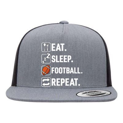 Eat Sleep Football Repeat Funny Football Player Coach Team Flat Bill Trucker Hat