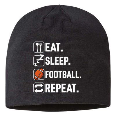 Eat Sleep Football Repeat Funny Football Player Coach Team Sustainable Beanie