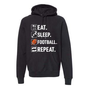 Eat Sleep Football Repeat Funny Football Player Coach Team Premium Hoodie