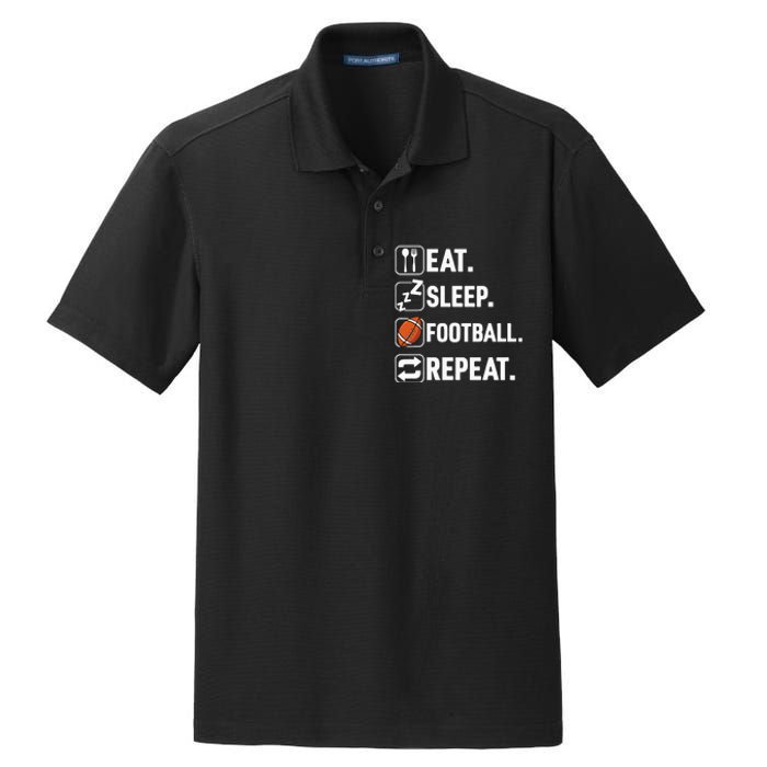 Eat Sleep Football Repeat Funny Football Player Coach Team Dry Zone Grid Polo