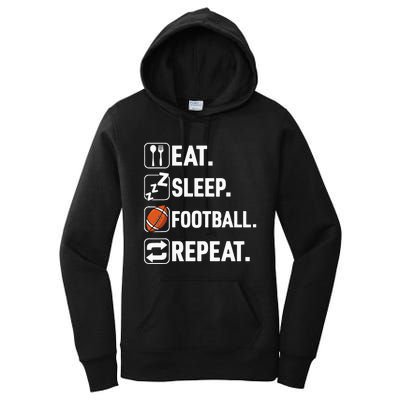 Eat Sleep Football Repeat Funny Football Player Coach Team Women's Pullover Hoodie