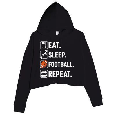 Eat Sleep Football Repeat Funny Football Player Coach Team Crop Fleece Hoodie