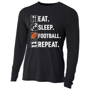 Eat Sleep Football Repeat Funny Football Player Coach Team Cooling Performance Long Sleeve Crew