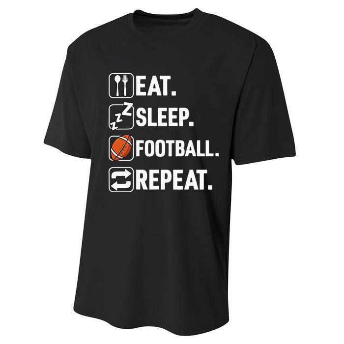 Eat Sleep Football Repeat Funny Football Player Coach Team Performance Sprint T-Shirt