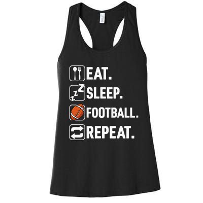 Eat Sleep Football Repeat Funny Football Player Coach Team Women's Racerback Tank