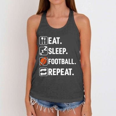 Eat Sleep Football Repeat Funny Football Player Coach Team Women's Knotted Racerback Tank