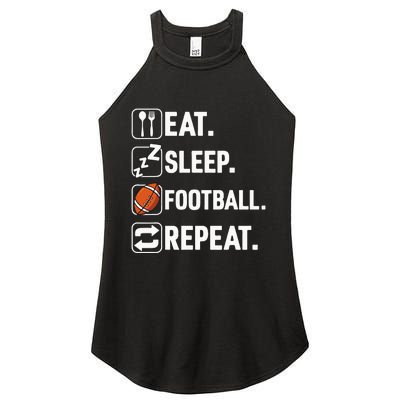 Eat Sleep Football Repeat Funny Football Player Coach Team Women's Perfect Tri Rocker Tank