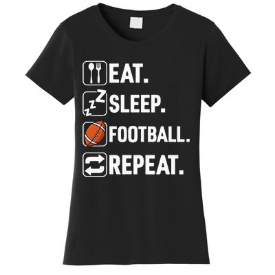 Eat Sleep Football Repeat Funny Football Player Coach Team Women's T-Shirt