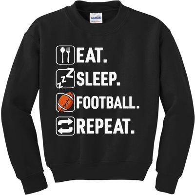 Eat Sleep Football Repeat Funny Football Player Coach Team Kids Sweatshirt