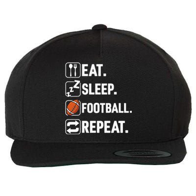 Eat Sleep Football Repeat Funny Football Player Coach Team Wool Snapback Cap