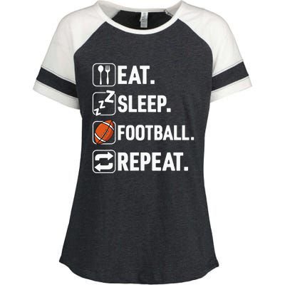 Eat Sleep Football Repeat Funny Football Player Coach Team Enza Ladies Jersey Colorblock Tee