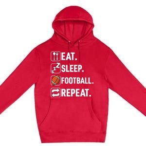 Eat Sleep Football Repeat Funny Football Player Coach Team Premium Pullover Hoodie