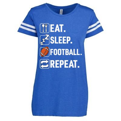 Eat Sleep Football Repeat Funny Football Player Coach Team Enza Ladies Jersey Football T-Shirt