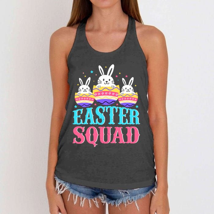 Easter Squad Family Matching Easter Day Bunny Egg Hunt Group Women's Knotted Racerback Tank