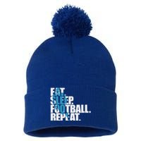 Eat Sleep Football Repeat Sports Gift Pom Pom 12in Knit Beanie