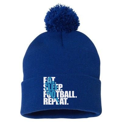 Eat Sleep Football Repeat Sports Gift Pom Pom 12in Knit Beanie