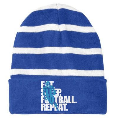 Eat Sleep Football Repeat Sports Gift Striped Beanie with Solid Band