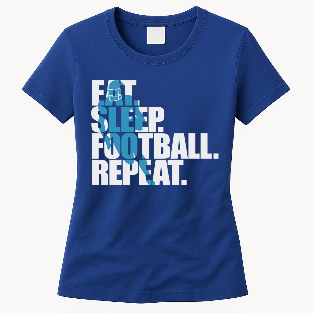Eat Sleep Football Repeat Sports Gift Womens T-Shirt