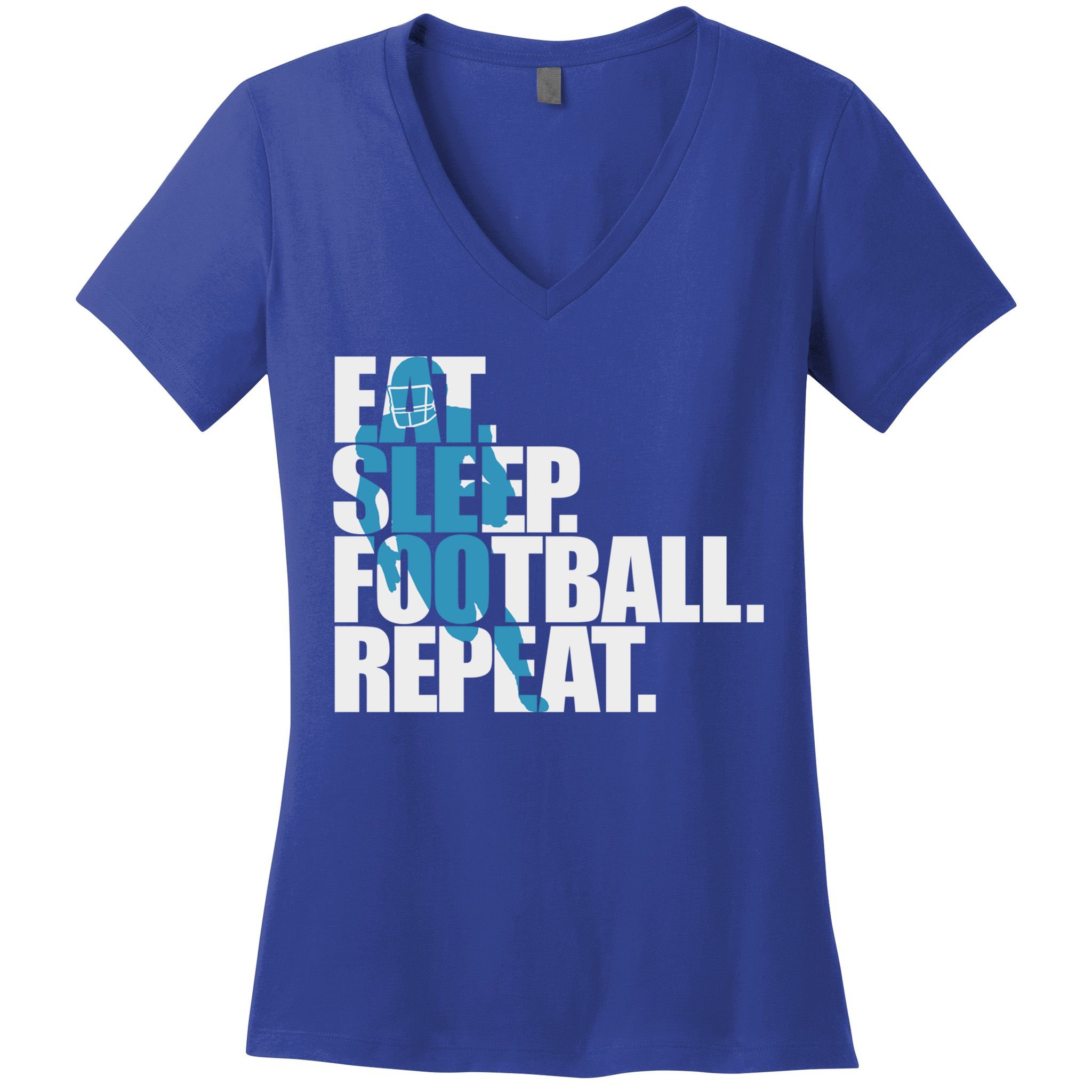 Eat Sleep Football Repeat Sports Gift Women's V-Neck T-Shirt