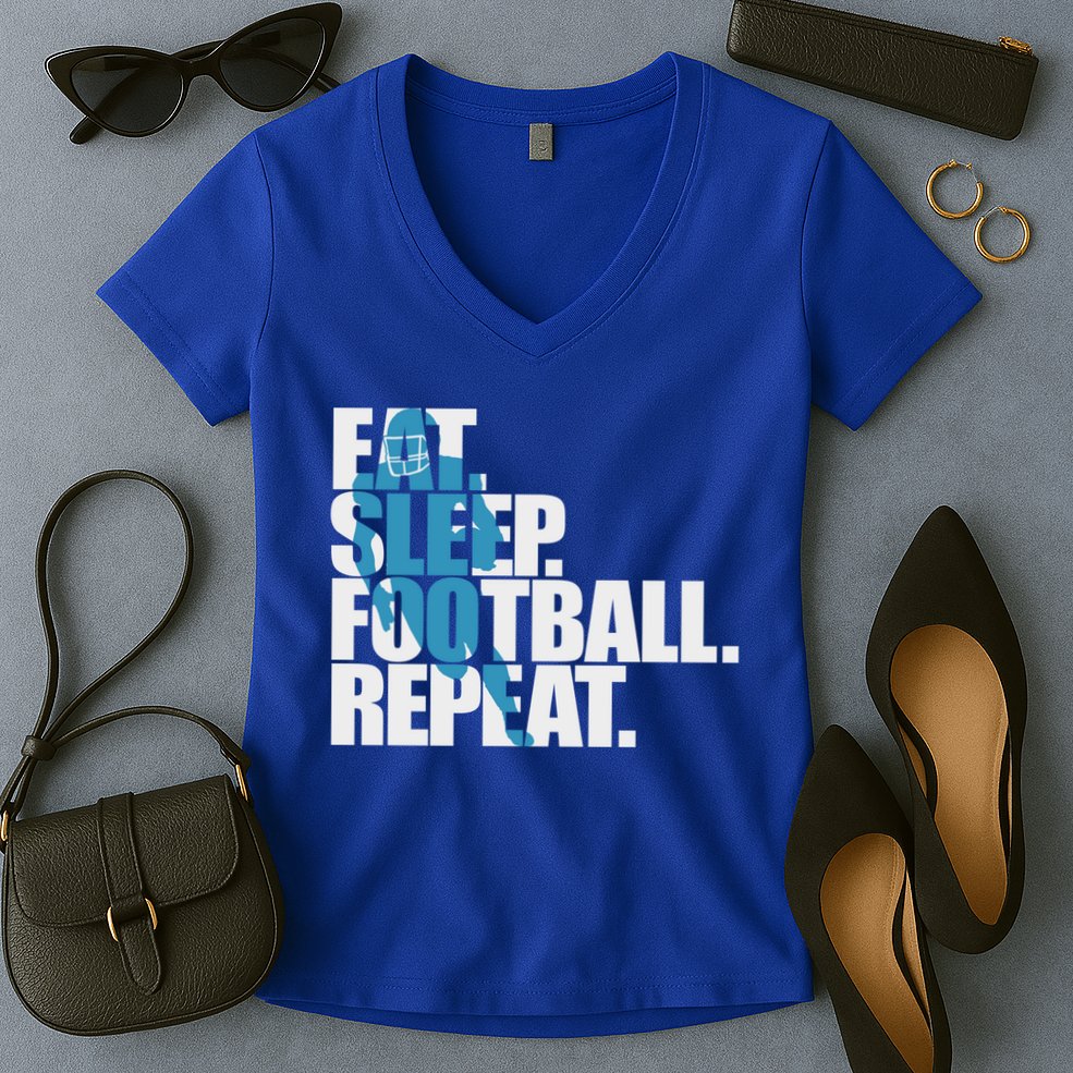 Eat Sleep Football Repeat Sports Gift Women's V-Neck T-Shirt