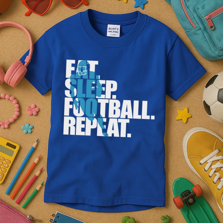 Eat Sleep Football Repeat Sports Gift Kids T-Shirt
