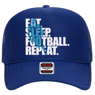 Eat Sleep Football Repeat Sports Gift High Crown Mesh Back Trucker Hat