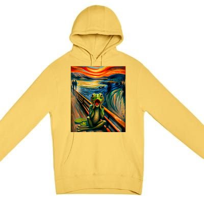 Expressionist Scream For Frog Lovers | Artistic Frog Premium Pullover Hoodie