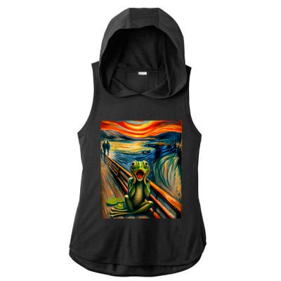 Expressionist Scream For Frog Lovers | Artistic Frog Ladies PosiCharge Tri-Blend Wicking Draft Hoodie Tank