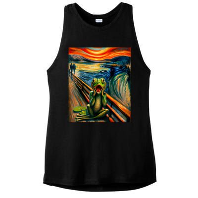 Expressionist Scream For Frog Lovers | Artistic Frog Ladies PosiCharge Tri-Blend Wicking Tank