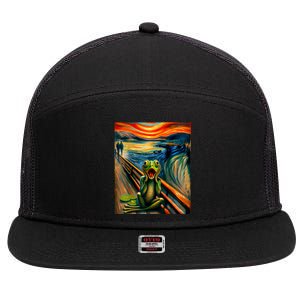 Expressionist Scream For Frog Lovers | Artistic Frog 7 Panel Mesh Trucker Snapback Hat