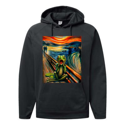 Expressionist Scream For Frog Lovers | Artistic Frog Performance Fleece Hoodie