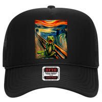 Expressionist Scream For Frog Lovers | Artistic Frog High Crown Mesh Back Trucker Hat