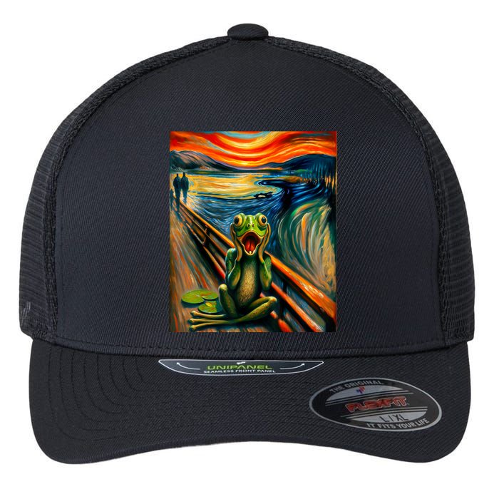 Expressionist Scream For Frog Lovers | Artistic Frog Flexfit Unipanel Trucker Cap