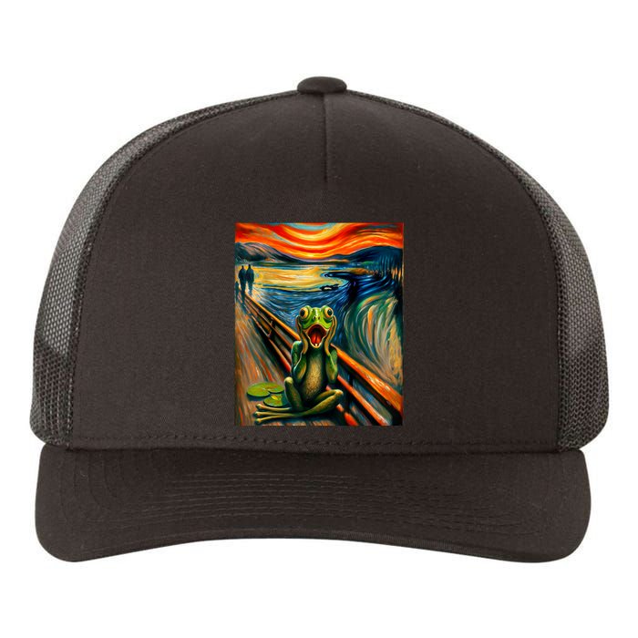 Expressionist Scream For Frog Lovers | Artistic Frog Yupoong Adult 5-Panel Trucker Hat