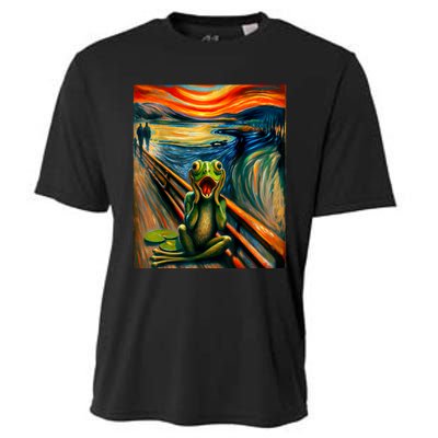 Expressionist Scream For Frog Lovers | Artistic Frog Cooling Performance Crew T-Shirt