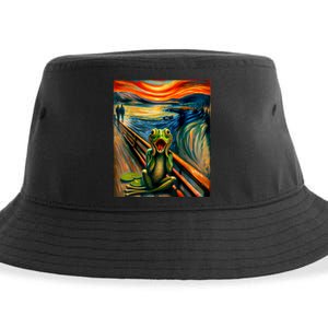 Expressionist Scream For Frog Lovers | Artistic Frog Sustainable Bucket Hat