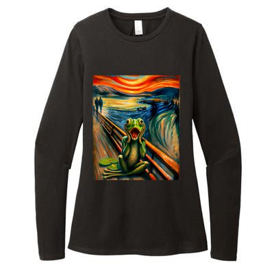 Expressionist Scream For Frog Lovers | Artistic Frog Womens CVC Long Sleeve Shirt