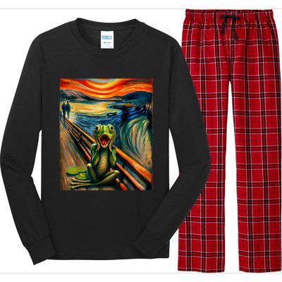 Expressionist Scream For Frog Lovers | Artistic Frog Long Sleeve Pajama Set