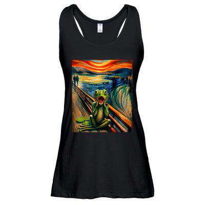 Expressionist Scream For Frog Lovers | Artistic Frog Ladies Essential Flowy Tank