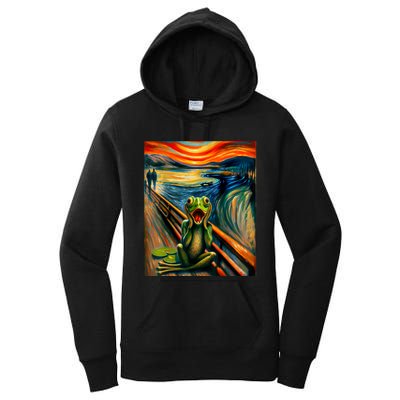 Expressionist Scream For Frog Lovers | Artistic Frog Women's Pullover Hoodie