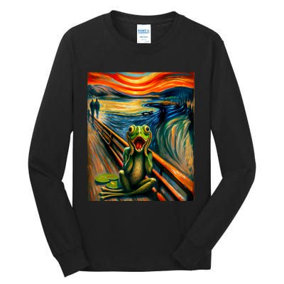 Expressionist Scream For Frog Lovers | Artistic Frog Tall Long Sleeve T-Shirt