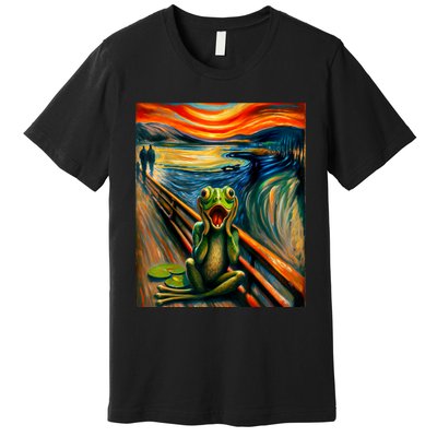 Expressionist Scream For Frog Lovers | Artistic Frog Premium T-Shirt