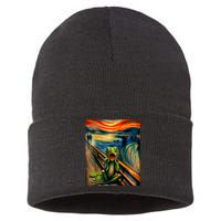 Expressionist Scream For Frog Lovers | Artistic Frog Sustainable Knit Beanie